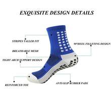 Men's Grip Soccer Socks Anti Slip Athletic Socks Non Slip Football Basketball Socks With Grip Pads2/4/6{"Size_name":"OneSize","Color_name":"Blue"} - Blue - View 3
