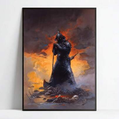 Death Dealer III - Póster de arte en lienzo sin marco - Perfecto para la decoración de la sala de estar y el dormitorio, 40X60cm, Perfecto para la decoración de la habitación