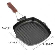 Cooking Frying Pan Non Stick Compact Folding Handle Carp Fishing Camping Outdoor - Black - View 4