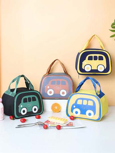 1 件非食品接触卡通汽车保温袋、手持冷藏袋、4 种颜色可选、返校午餐袋、圣诞节和万圣节礼物