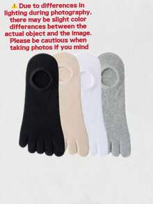 1/4 pares de calcetines de mujer con división de dedos, transpirables y de corte bajo, lisos y sin mostrar los dedos, adecuados para deportes o uso diario