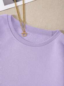 LCWomen's Drop Shoulder Long Sleeve Sweatshirt,Long Sleeve Tops Graduation,Back To School Outfits,Graduation,Teacher Outfits Women,Back To School Pullover Fall OutfitCasual Daily Wear - 紫色 - 查看 6