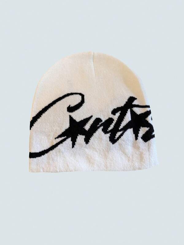 1pc Niche Letter Knit Beanie Hat, Unisex Autumn/Winter Warm Headwear, Suitable For Casual, Streetwear, Couples, Students