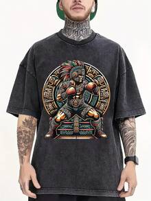 [Envío desde México]Camiseta unisex de alta calidad, patrón personalizado exclusivo impreso, 230g de algodón 100%, look desgastado retro, adecuada para estilo callejero, ropa casual callejera, camiseta para estudiantes & entusiastas del anime, camiseta masculina, regalo para Día de los Muertos, Navidad, Año Nuevo & cumpleaños, tallas S-3XL en stock - Negro - Ver 1
