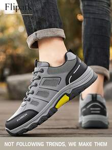 Flipark زوج من أحذية السفر والتنزه الخارجية للرجال، مضادة للانزلاق، للتنزه في الصحراء، باللون الرمادي الأسود، قابلة للتنفس، ذات نعل سميك، منخفضة الرقبة للخارج، التنزه، التنزه - رمادي - مشاهدة 4