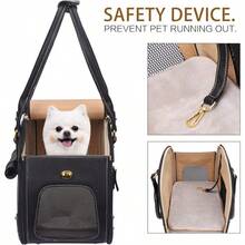 PetsHome Dog Carrier Purse Pet Carrier Cat Carrier Foldable Waterproof Premium PU Leather Pet Travel Portable Bag Carrier For Cat And Small Dog Home And Outdoor Medium Black