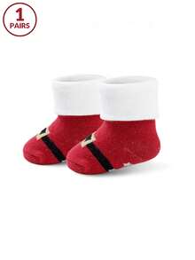 1 Par de Meias de Inverno para Bebê 0-9M, Meias Grossas de Cano Médio, Design Antiderrapante com Silicone, Estilo Natalino, Quentes e Macias para a Pele, Alta Elasticidade, Uso Interno e Externo, Nova Coleção 2026, Ideal para Noivas, Pijamas e Lingerie - Multicolorido - Ver 13
