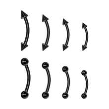 BLISI G23 Solid Titanium Eyebrow Piercing Jewelry, Gokd Black Rose Gold Silver Pink Rainbow Eyebrow Rings 16G Curved Barbell,Tiny Vertical Labret Lip Jewelry Rook Piercing Jewelry For Women And Men{Inchcolor_nameinch:Inch8pcsEyebowPiercing-Blackinch} - 8件裝眼罩穿孔-黑色 - 查看 1