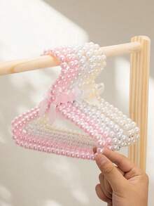 10pcs Handmade Pearl Clothes Hangers With Bow Ribbon, Available In 20cm/25cm/30cm Sizes, Ideal For Hanging Delicate Dresses, Skirts, Shirts, Adding Elegant And Luxurious Vibe To Your Wardrobe, Suitable For Home Use, Boutique Display, Weddings Or Parties - Multicolor - View 3
