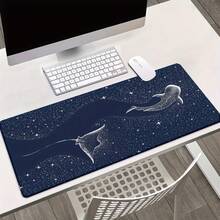 1pc Whale Shark Printed Desk Mat - XXL Gaming Mouse Pad, Multipurpose Keyboard Pad, Durable Rubber Base, Starry Sky Design, Suitable For Office And Home, Perfect Gift For Family And Friends, Mouse Pad - Multicolor - View 3