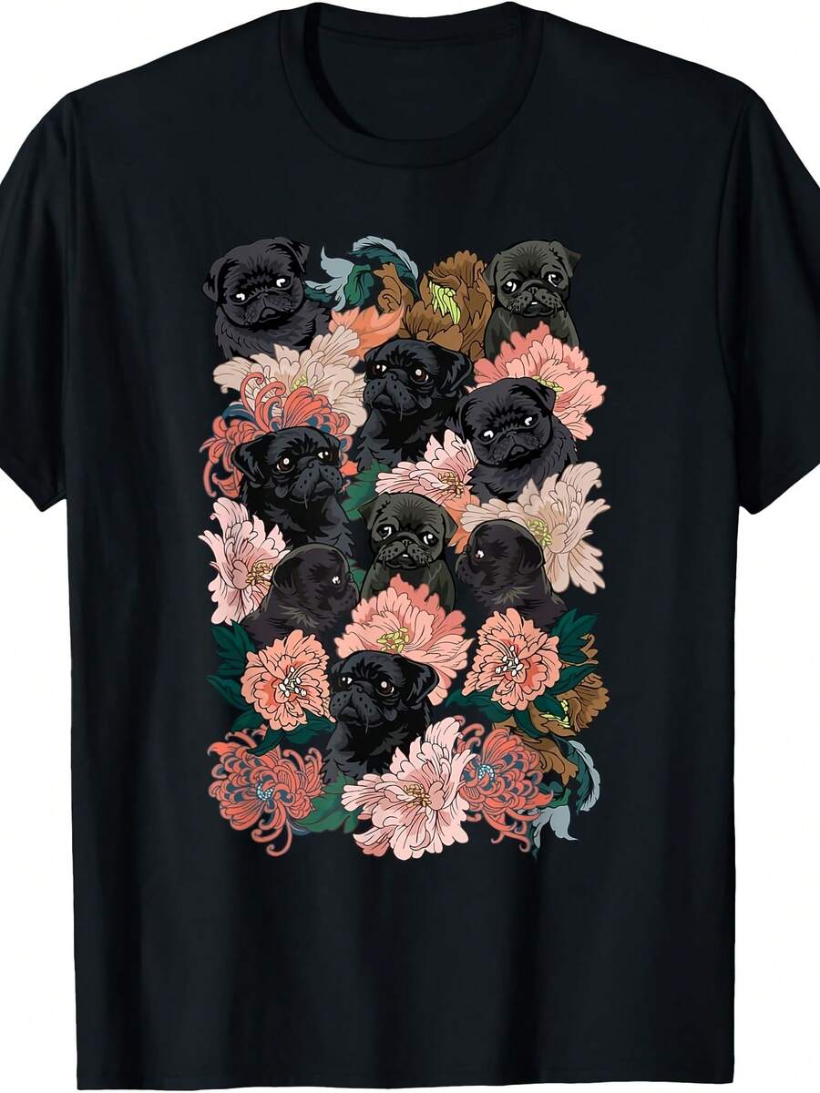 Because Black Pug T-Shirt - Style 14 - View 1