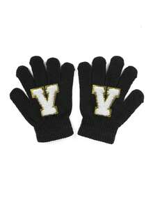 1 双儿童针织手套，带 26 个英文字母，男女通用保暖滑雪手套，Y2K 风格户外冬季手套，适合日常穿着和服装 - 黑色 - 查看 15