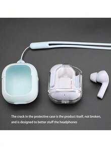 1 Transparent TWS Wireless Bluetooth Earphone, Stereo Wireless Earphone, LED Battery Display, Type-C Charging Case Compatible With All Smartphones, Suitable For Gaming, Music, Outdoor Sports/Business, Adult Use, Capacitive Microphone, Rechargeable 150mAh Battery, Polymer Lithium-Ion