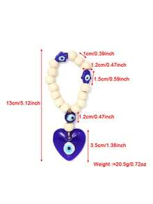 1pc Oil Drop Eye Keychain, Glass Heart & Star Shaped Pendant, Suitable For Bag, Car Decoration, Daily Use - Blue - View 14