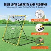Baseball And Softball Rebounder Net, 4 X 4.5 Feet PitchBack Baseball Nest For Pitching And Fielding Training, Pitch Return Trainer Rebound Net With Pitching Target, 4 Adjustable Angles - Yellow and Black - View 5