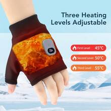 Hailicare Touchscreen Heating Gloves USB Rechargeable Winter Warm Electric Heated Gloves Fingerless Hand Warmer Thermal Warmer Mitten For Outdoor Hiking Cycling Typing - Black - View 5
