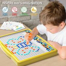 HENGPHY Magnetic Dots Board Kids Toys For 3 4 5 6 Years Olds Toddlers, Color Shape Pattern Art Pad Magnetic Drawing Board, Magnetic Dot Art With Magnetic Pen, Montessori Preschool Education Travel Toys, Magnetic Dot Art Fine Motor Skills Toy, For Boys Girls Christmas Birthday Gifts - Yellow - View 2