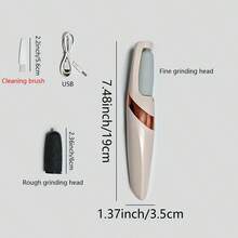 1 USB Rechargeable Electric Pedicure Tool Set, Nail Grinder With Dual Roller Heads - Coarse And Fine Grinding Heads For Smooth Feet, Portable Dead Skin And Calluses Remover, Perfect For Home And Salon Professional Use, Travel Kit, And Gift (Includes Cleaning Brush), Foot Smoothing Tool| Ergonomic Design| Equipped With Foot Grinding Assist Light
