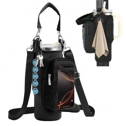 Unisex Magnetic Fitness Bag, Water Bottle Holder With Shoulder Strap, Suitable For Accessory Pouch, Outdoor Travel, Fitness Drink Cup Bag