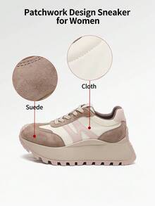 somiliss 6cm Platform Lace-Up Casual Sports Shoes For Women, Breathable, Non-Slip, Comfortable Running Sneakers, Classic Fashion Outdoor Walking Shoes, Pink, All Season - Pink - View 4