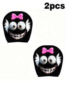 1 pieza/2 piezas Funda para reposacabezas de coche con estampado de ojos grandes y lazo rosa, adecuada para viajes de larga distancia, lavable y duradera, funda de asiento de moda para hombres y mujeres, apta para sedanes, camiones y SUV, fácil de instalar, regalo perfecto para Halloween/Navidad - Multicolor - Ver 12