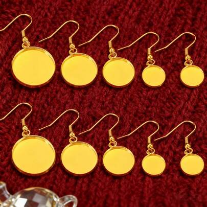 20pcs 304 Stainless Steel 18K Gold Plated Convex Round Earring Settings Blank Base Fit For 6mm, 8mm, 10mm, 12mm, 14mm, 16mm, 18mm, 20mm, 25mm, 30mm DIY Jewelry Accessories Earring Hooks