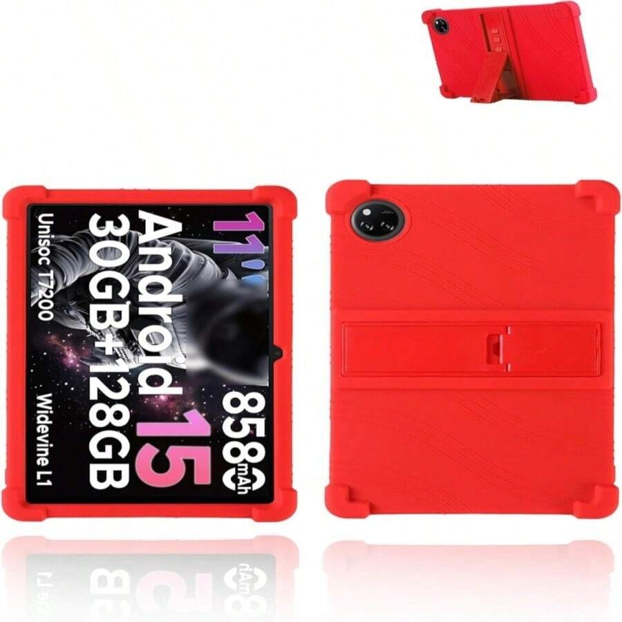For DOOGEE Tab A9 Pro+ &Amp; DOOGEE Tab A9+ Android 15 Tablet,11 Inch Tablets Case,UYRUREL Soft Silicone Adjustable Stand Cover Lightweight Kids Friendly,RED - trắng - Xem 1