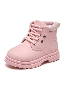 Kids Outdoor Boots, Boys Hiking Boots, Girls Fashion Casual Ankle Boots - Pink - View 7