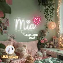 Insegna al neon personalizzata con nome, decorazione da parete personalizzata, decorazione per matrimonio, insegna al neon con nome, insegna al neon a LED per adolescenti, regali personalizzati, decorazione da camera da letto, decorazione per la casa, luce a LED USB, regalo di compleanno, da regalare a lui o a lei, Festa dei Giovani, Festa del Papà, Cerimonia di Laurea, Matrimonio, Soggiorno, Camera da letto, Ufficio
