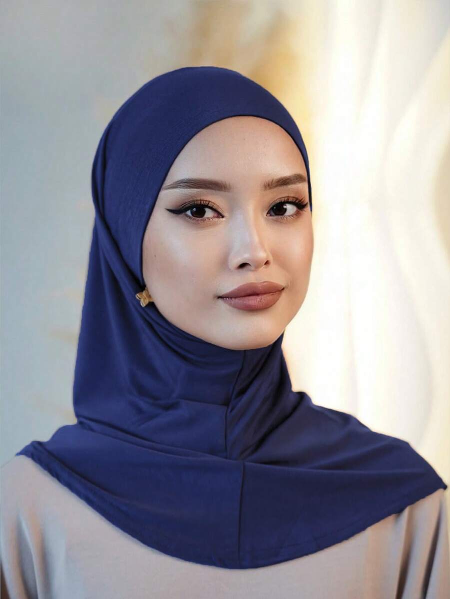 1件装女士纯色拉法帽头带，带抽绳，多功能头饰，三种佩戴方式，透气弹力宽带，吸汗防滑，适合日常生活、运动、瑜伽、健身和日常穿搭。
