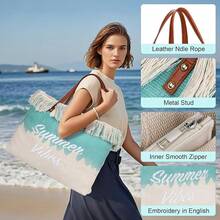 Large Multipurpose Neoprene Beach Tote Bag With Inner Pocket Women/Pool - D5-綠色 - 查看 2