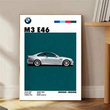 1 Stück rahmenloses BMW Auto Pop Retro Deutscher Autos Poster Ästhetik Set Luxus Supersportwagen M8 M4 R8 RS6 Leinwandmalerei für Wandkunst Zuhause Garage Raumdekoration Geschenk