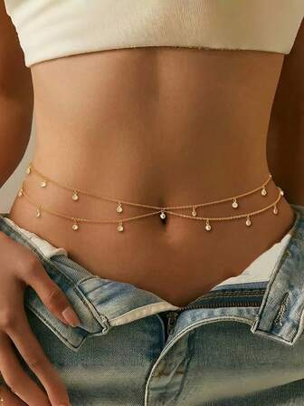 1Pc Bohemian Sexy Multi-Layered Tassel Water Drop Waist Chain Women For Summer Beach Vacation Party