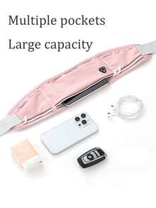 Glow Mode Waist Pack, Shock-Absorbing Running Waist Bag, Professional Women's Arm/Hip Pack With Adjustable Shoulder Strap, Waterproof Sports Waist Bag/Fanny Pack, Suitable For Outdoor Exercise, Travel, Casual Running, Hiking, Cycling And Other Occasions, An Essential Travel Accessory For Running - Black - View 5