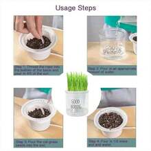 1pc Automatic Self-Watering No-Soil Cat Grass Planter With "Good Morning" Label, Indoor Plant Self-Watering Pot, & Easy To Clean Growth Tracking Tool, Pet-Friendly Home Decor - White
