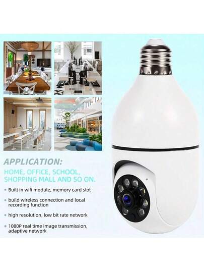 FHD 2MP Wireless Verlichting Bulb Security Camera, Work 2, 4ghz WiFi, Motion Auto Tracking, Way Audio, Spotlight Night Vision, E27 Screw In CCTV Camera view 7