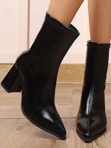 2025 Spring/Autumn New Pointed Toe High Heel Ankle Boots, Burgundy Office & Holiday Wear