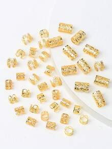 40 piezas Juego de anillos para el cabello en tono dorado, pasadores para el cabello de estilo veraniego y vacaciones, accesorios para el cabello, decoración para trenzas, adecuados para la calle, fiestas, Halloween, gótico, Y2K, otoño, estilo bohemio - Dorado - Ver 7