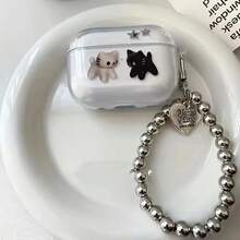 Ốp bảo vệ thiết kế hình mèo đen trắng dành cho AirPods Pro 3 thế hệ thứ 2, tương thích với tai nghe không dây 1/3/4/5, thế hệ thứ 2, 3 và 4. - Trong sáng - Xem 1