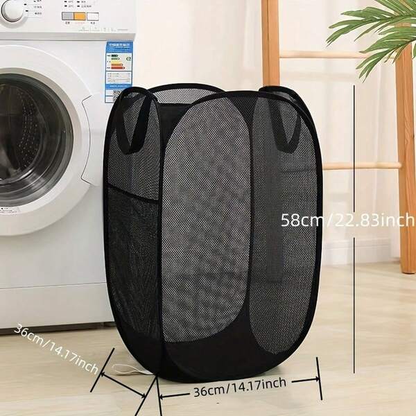 Panier à linge pliable pour se changer dans la salle de bain, panier de rangement pour vêtements, panier à linge pliable en maille - Tissu respirant, résistant à l'humidité et facile à nettoyer, design ajouré, doubles poignées, rangement indépendant, compartiments latéraux, convient au nettoyage domestique et commercial, idéal pour organiser les armoires