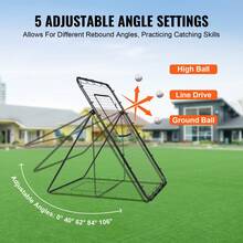 Baseball And Softball Rebounder Net, 4 X 6 Feet PitchBack Baseball Nest For Pitching And Fielding Training, Pitch Return Trainer Rebound Net With Pitching Target, 4 Adjustable Angles - Black - View 3
