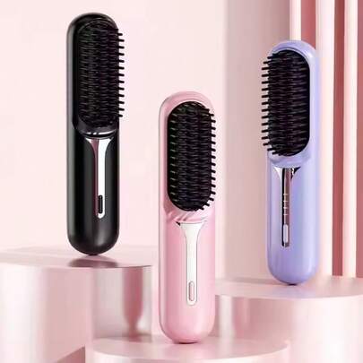 A Multifunctional Portable Heated Hair Straightener Charging Mini Ion Thermal Hair Comb Cordless Hair Straightener Brush, With A 1400mA Battery Capacity, USB Charging, And A Temperature Range Of 140 ℃, 160 ℃, 180 ℃, And 200 ℃. It Is A Great Gift For Family, Friends, And Girlfriends During Holidays.