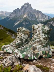 (300+Sold) Men's Outdoor Hiking Boots, High-Quality Mountaineering Boots, Durable Anti-Slip Hiking Shoes, Training Boots, Snow Boots, Couples Models, Men's Tall Boots, Men's Outdoor Hiking Shoes, Men's Sports & Outdoor Hiking Boots, Sports & Casual Shoes, Green Shoes, Khaki Shoes, Men's Riding Boots, Suitable For Cold Weather In Autumn/Winter, Outdoor Camping, Photography, Cycling, Hunting, Exploration, Wear-Resistant Anti-Slip All-Terrain Grip, Size 39-47 (Asymmetrical Pattern) - Army Green - View 8