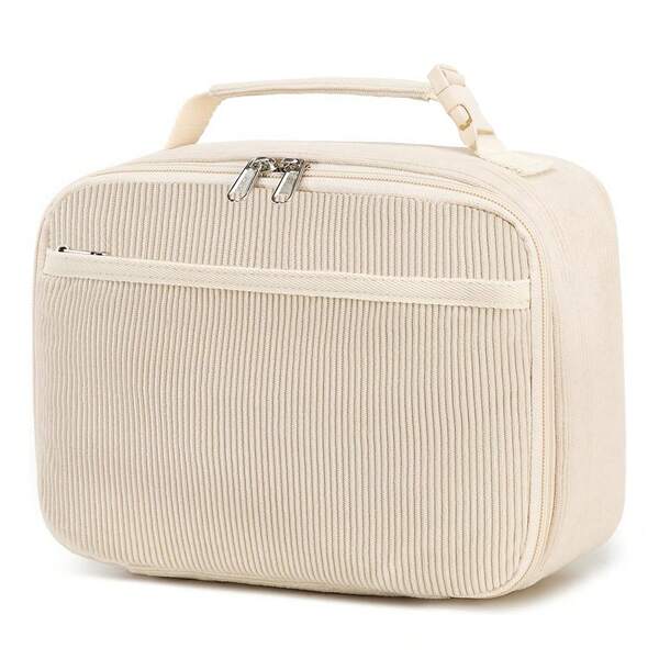 Lancheira quadrada com isolamento térmico para mulheres e homens, lancheira de veludo cotelê de grande capacidade, bolsa térmica portátil para piqueniques e viagens de trabalho, recipiente reutilizável para lanches