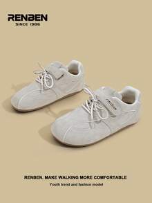 RENBEN 1 par de zapatillas casuales con cordones de estilo retro para mujer, de unicolor, con plataforma, de moda, cómodas, adecuadas para uso casual, reuniones, viajes, con suela blanda, nueva llegada de otoño 2025