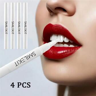 4 支装美白牙刷笔，即用型免刷牙清洁笔，牙齿美白凝胶笔，可在家中自然去除牙渍，是情人节和父亲节礼物的最佳选择