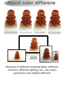 Orange Short Curly Wig 13x4 Curly Bob Wig Lace Front Wig Density Bob Wig For 14 Inch - Ginger - View 10