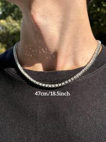 1 件男士时尚男士网球链项链，嘻哈风格闪亮水钻首饰，男士礼物 - 網球鏈 - 查看 16