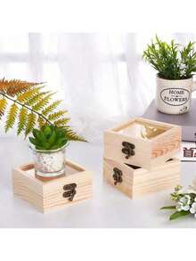 1pc Elegant Minimalist High-End Wooden Storage Box For Home Organization, Versatile Gift Box, Stylish Jewelry Box With Glass Lid, Perfect For Preserved Flower Packaging, Ideal For Special Occasions And Thoughtful Gifting, Enhance Your Decor With Functional Charm, Perfect For Holidays And Celebrations, A Must-Have For Modern Living Spaces