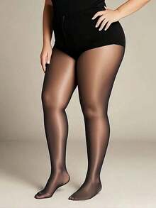 1 Pair Plus Size Women's Shiny Sexy Pantyhose, Comfortable - 酒紅色 - 查看 9